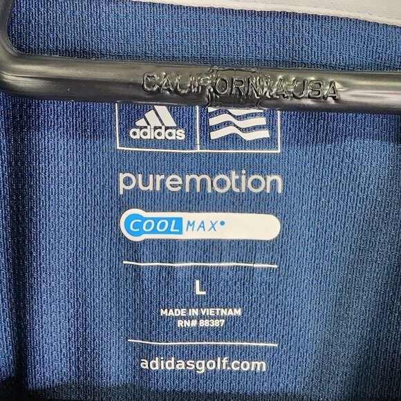 Men's Blue & White Adidas Golf Puremotion Coolmax Polo Shirt Short Sleeve L - Picture 6 of 12